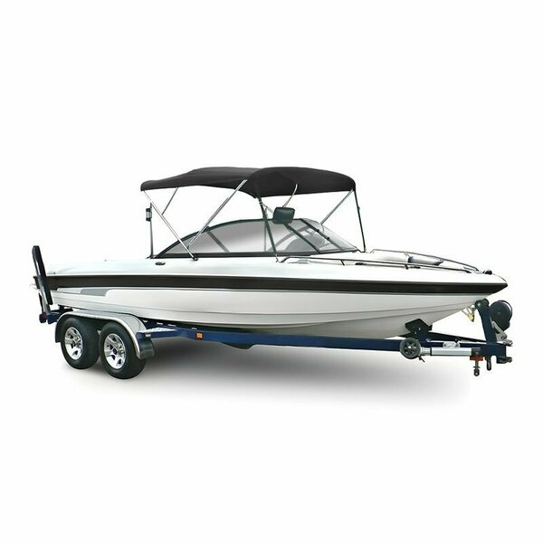Eevelle 3 Bow Bimini Boat Top with Hardware 72in LONG, 46in HIGH, Fits 91in-96in - Black SSE-463B96-BLK